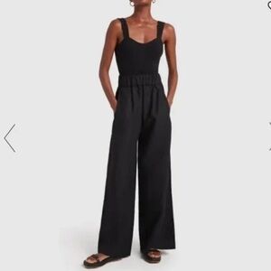 G. Label by Goop Black Linen Pull On Wide Leg Pants